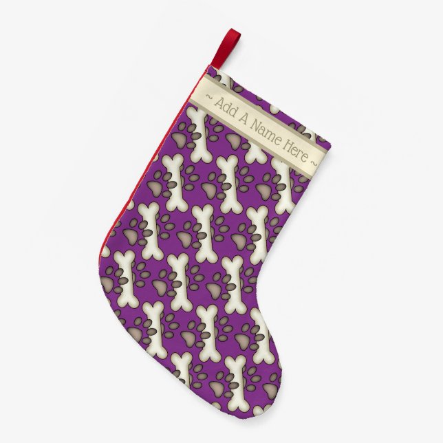 Petite Chaussette De Noël Os de chien et Pawprint (Devant (Accrochage))