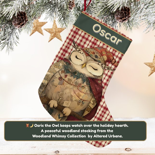 Petite Chaussette De Noël Osric the Owl | Woodland Whimsy  (Osric the Owl Personalized stocking from the Woodland Whimsy Collection)