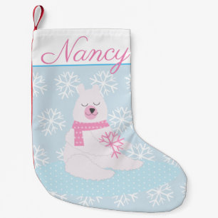 Petite Chaussette De Noël Ours polaire chubby adorable avec des flocons de n