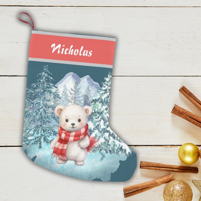 Petite Chaussette De Noël Ours Polaire De Noël En Hiver À L'Extérieur (Créateur téléchargé)