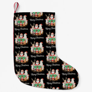 Petite Chaussette De Noël Ours polaire manchot renne jouant au poker avec le