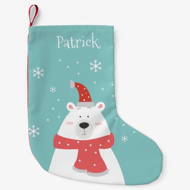 Petite Chaussette De Noël Ours polaire mignon Noël Stocking (Devant)