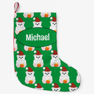 Petite Chaussette De Noël Ours polaire Noël Père Noël vert mignon Votre nom