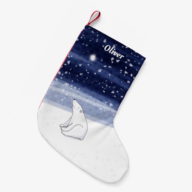 Petite Chaussette De Noël Ours polaire personnalisé Chaussure de Noël (Devant (Accrochage))