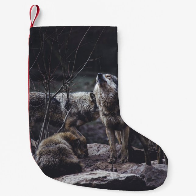 PETITE CHAUSSETTE DE NOËL PACK DE LOUPS EN FORMATION ROCK (Devant)