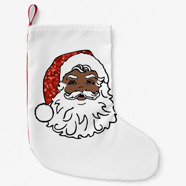 Petite Chaussette De Noël paillettes noir santa claus xmas noël stockage (Devant)