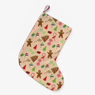 Petite Chaussette De Noël Pain d'épices Homme, Bonbons et chapeau santa