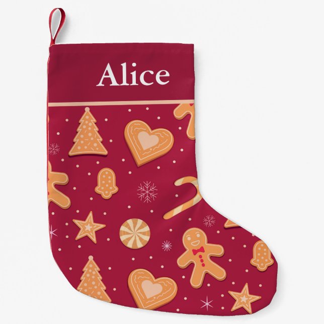 Petite Chaussette De Noël Pain d'épices Homme et Cookies de Noël personnalis (Devant)