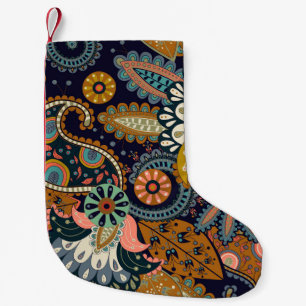 Petite Chaussette De Noël Paisley colorée : Fond d'écran Floral Indien.