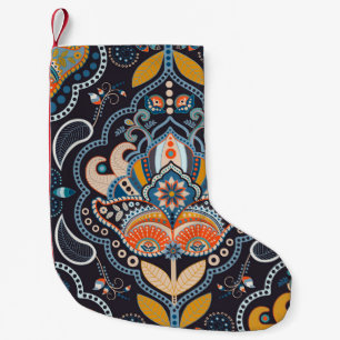 Petite Chaussette De Noël Paisley Floral : Motif indien foncé