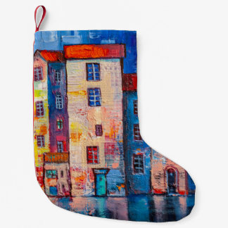 Petite Chaussette De Noël Panorama coloré de rue impressionniste Art
