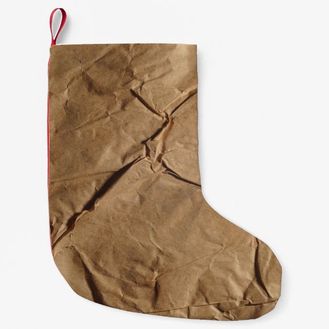 Petite Chaussette De Noël Papier Recyclé : Texture écologique. (Devant)