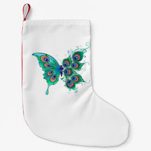 Petite Chaussette De Noël Papillon aux plumes de paon vert