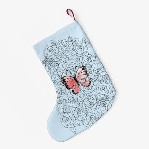 Petite Chaussette De Noël Papillon Noël Stocker avec Rose