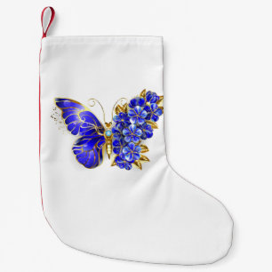Petite Chaussette De Noël Papillon saphir à fleurs
