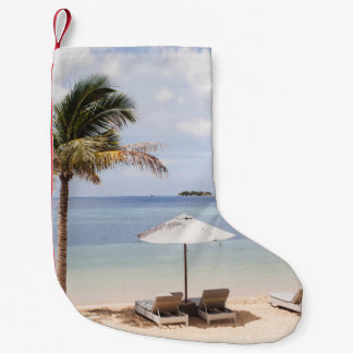 Petite Chaussette De Noël Parapluies tropicales : blanc, palmier.