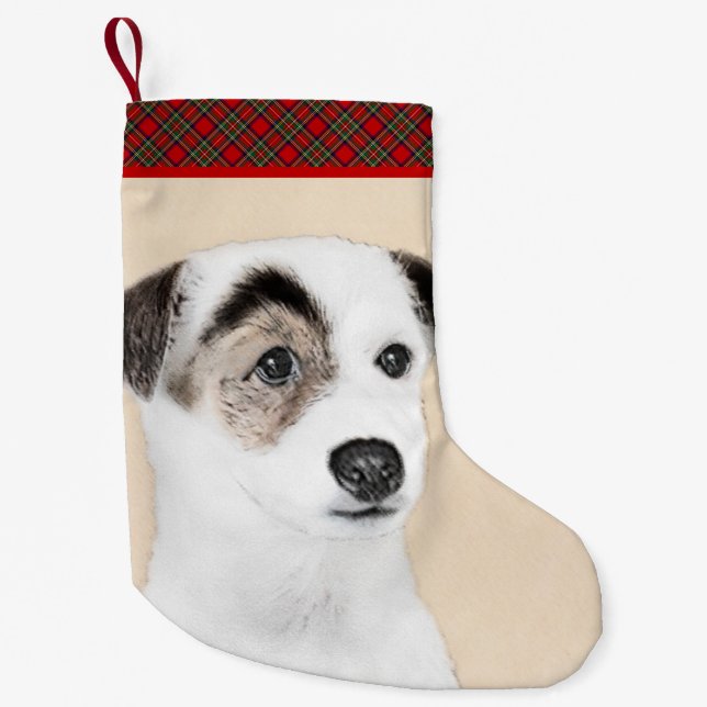 Petite Chaussette De Noël Parson Jack Russell Terrier Peinture - Chien Art (Devant)