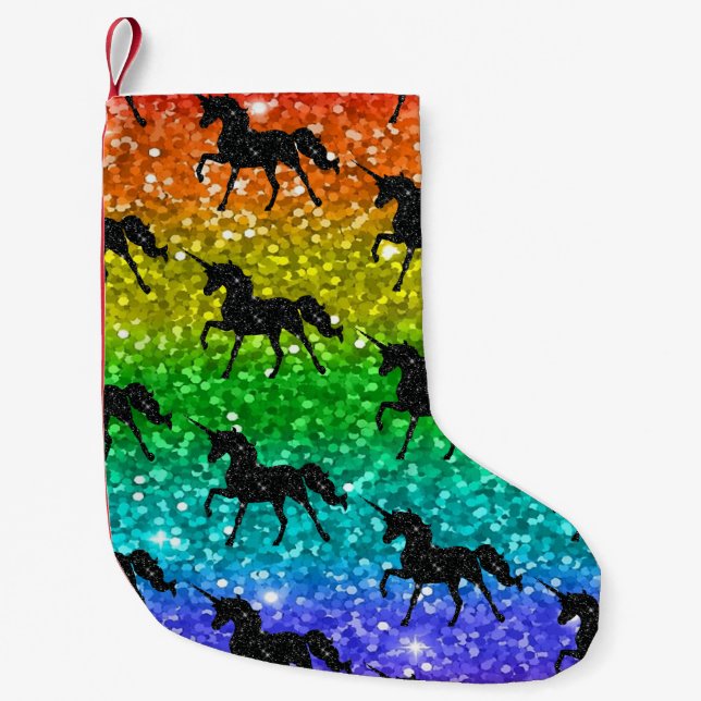 Petite Chaussette De Noël Parties scintillant arc-en-ciel Silhoutte de l'Uni (Devant)
