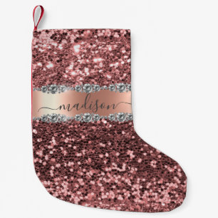 Petite Chaussette De Noël Parties scintillant de Noël Diamond Glam rose Pers