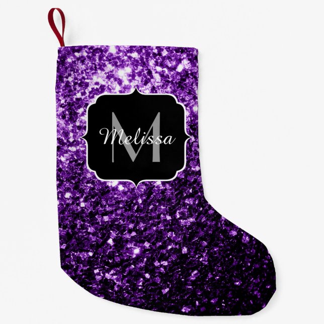 Petite Chaussette De Noël Parties scintillant foncé violet faux brillant sci (Devant)