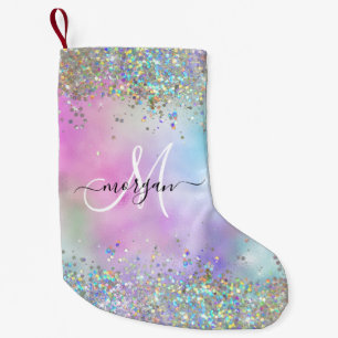 Petite Chaussette De Noël Parties scintillant holographique Rainbow Pastels
