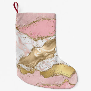 Petite Chaussette De Noël Parties scintillant or Marbre blanc rose