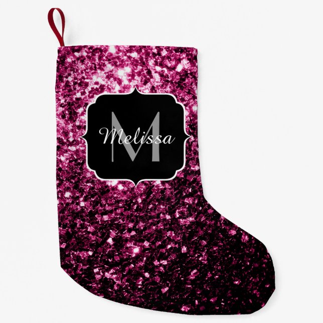 Petite Chaussette De Noël Parties scintillant rose foncé brillant scintille  (Devant)