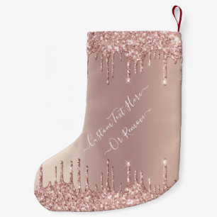 Petite Chaussette De Noël Parties scintillant rose Gold Blush Nom Noël Stock
