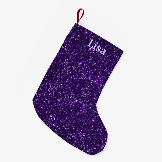 Petite Chaussette De Noël Parties scintillant violet personnalisée Stockage  (Devant (Accrochage))
