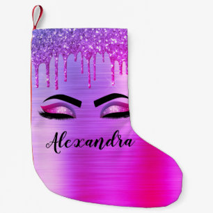 Petite Chaussette De Noël Parties scintillant violette Éclats d'émail Nom du