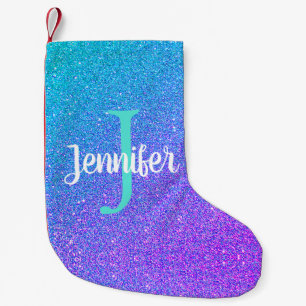 Petite Chaussette De Noël Parties scintillantes turquoises pourpres Girly de