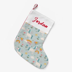 Petite Chaussette De Noël Pastel mignon Rainbow Unicorn Motif