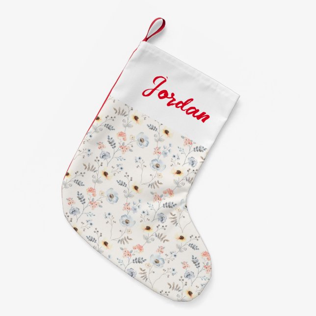 Petite Chaussette De Noël Pastel Poppy Floral Garden Motif (Devant (Accrochage))