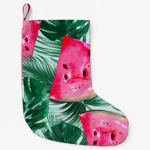 Petite Chaussette De Noël Pastèques, palmiers feuilles : pattes tropicales s