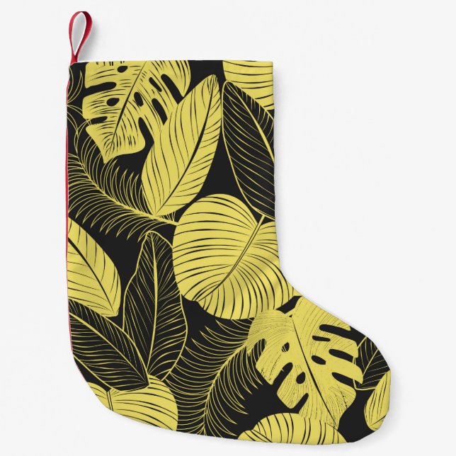 Petite Chaussette De Noël Patte Tropicale Noir Jaune Deux Tons (Devant)