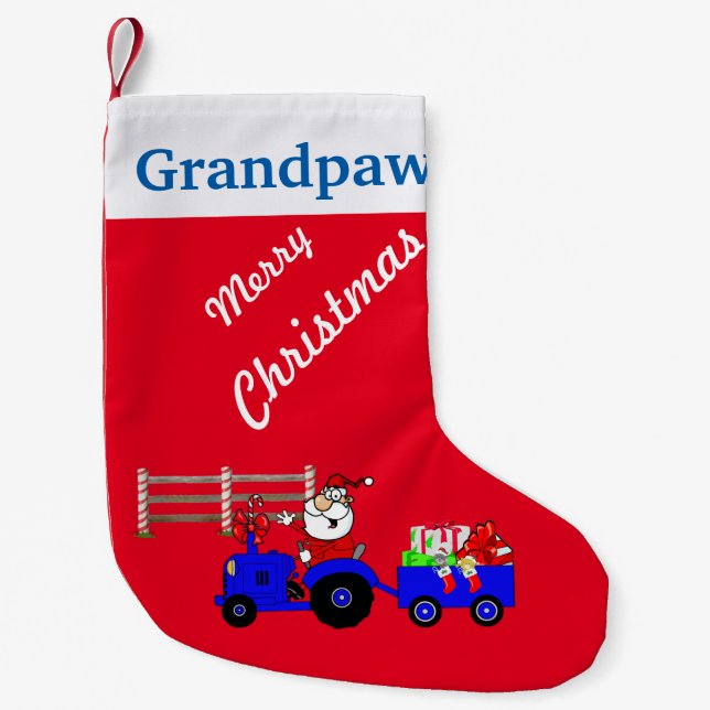 Petite Chaussette De Noël Pays Père Noël sur le tracteur Noël Stocker (Devant)