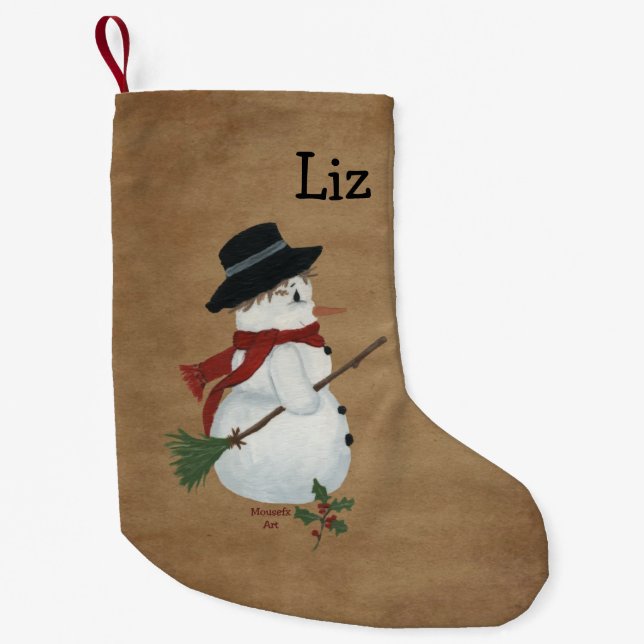 Petite Chaussette De Noël Pays Snowman Noël Stocker (Devant)
