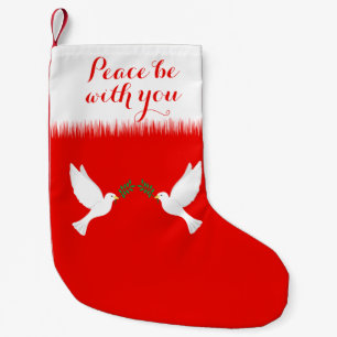 Petite Chaussette De Noël Peace Be With You et White Dots