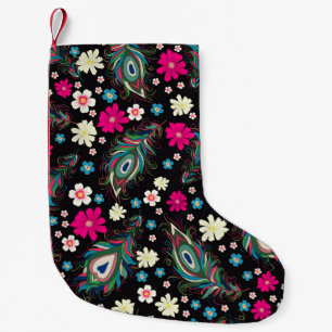 Petite Chaussette De Noël Peacock Plumes Broderie Motif sans fil