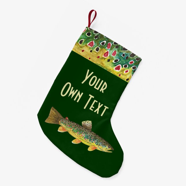 Petite Chaussette De Noël Pêche Brown à la truite| Angler's (Devant (Accrochage))