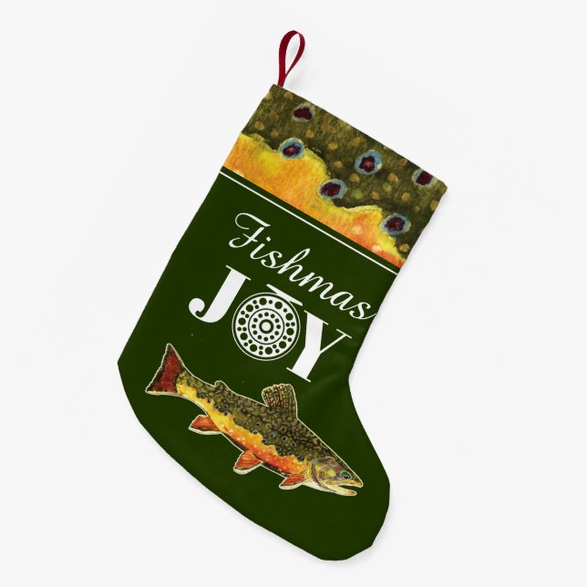 Petite Chaussette De Noël Pêche humoristique de l'omble de fontaine (Devant (Accrochage))