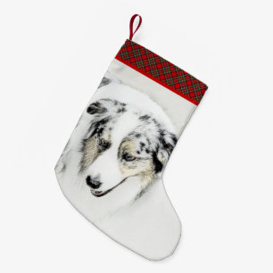 Petite Chaussette De Noël Peinture de berger australien - Art original de ch