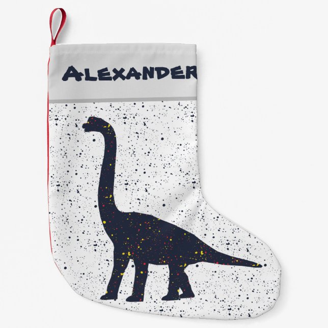 Petite Chaussette De Noël Peinture de Brachiosaurus (Devant)
