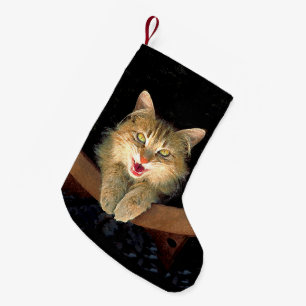 Petite Chaussette De Noël Peinture de chat Mad - Cute Original Cat Art