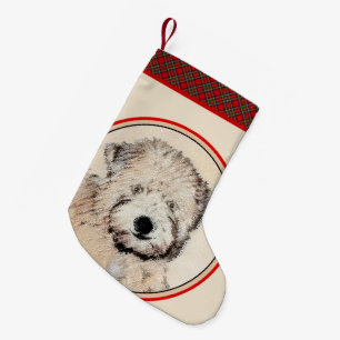 Petite Chaussette De Noël Peinture de Chien à rousse à bec tendre