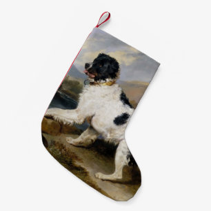 Petite Chaussette De Noël Peinture de chien de Terre-Neuve
