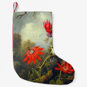 Petite Chaussette De Noël Peinture de colibri et de passiflores