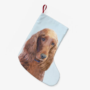 Petite Chaussette De Noël Peinture de Setter irlandais - Joli art original d