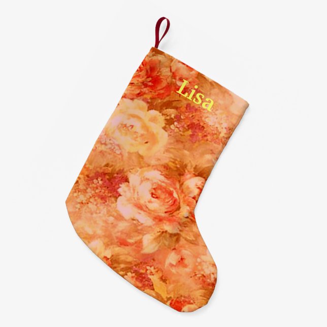 Petite Chaussette De Noël Peinture Fleur Personnalisée Stockage de Noël (Devant (Accrochage))