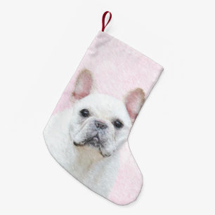 Petite Chaussette De Noël Peinture française de Bulldog (Crème/Blanc)